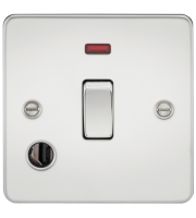 Knightsbridge Flat Plate 20A 1G DP Switch with Neon & Flex Outlet (Polished Chrome)